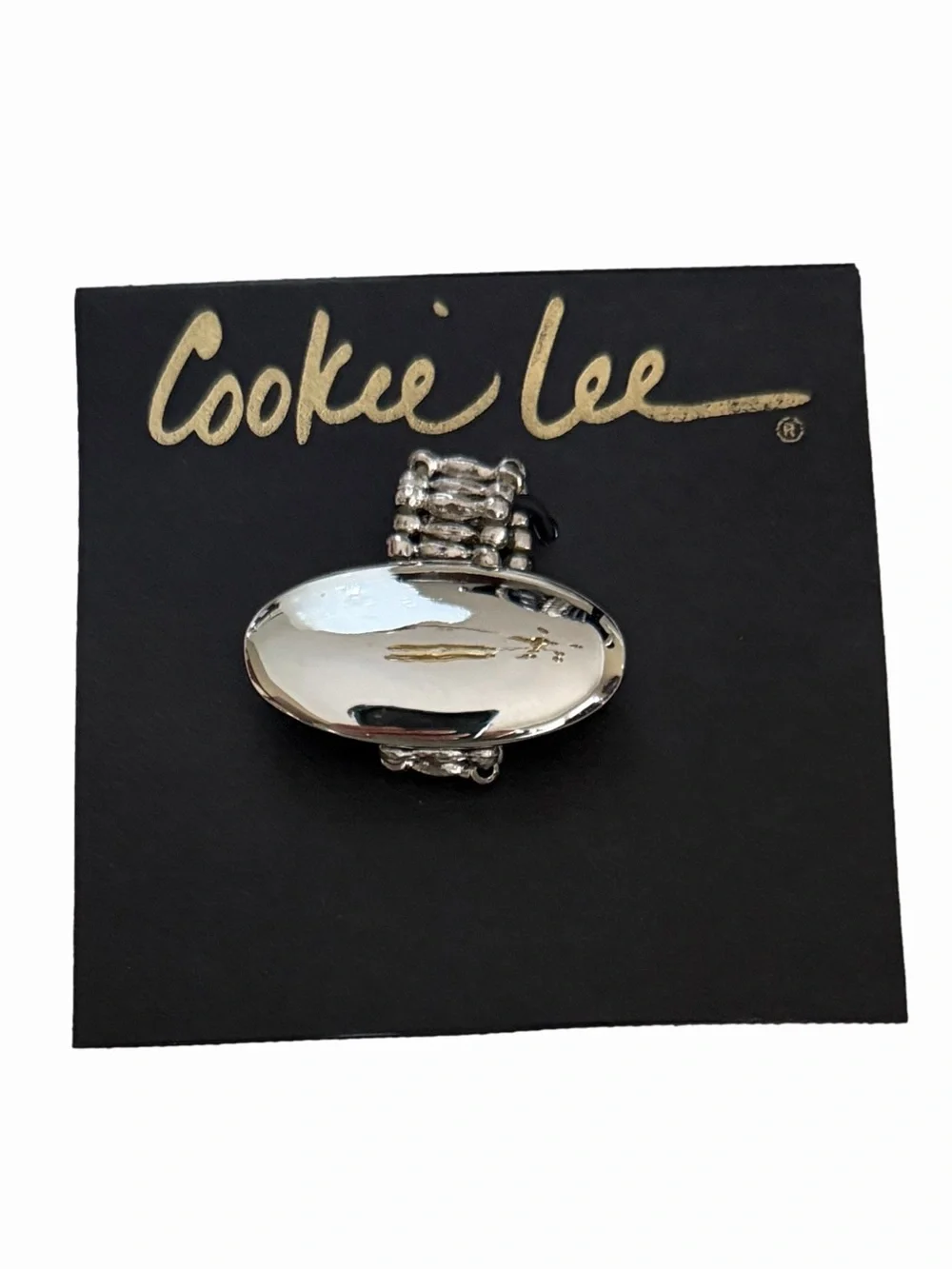 Cookie Lee Stretch Ring Bundle Set of 4 Silver Tone Statement Rings NWT
